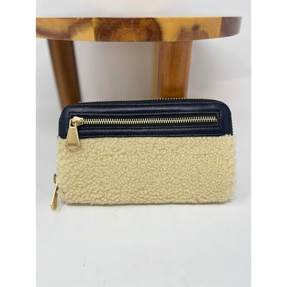 Aimee Kestenberg Jesse Natural Shearling RFID Large Zip Around Wallet - Picture 1 of 4